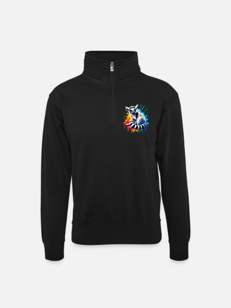 Lémurien - Sweat col montant zippé unisexe - noir