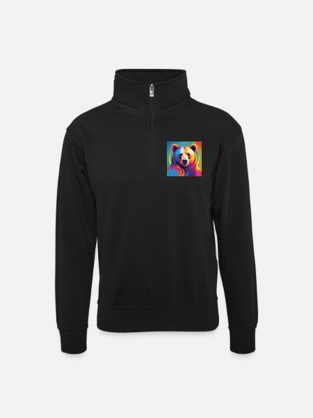 Pride Bear - Unisex sweater with zip collar - black
