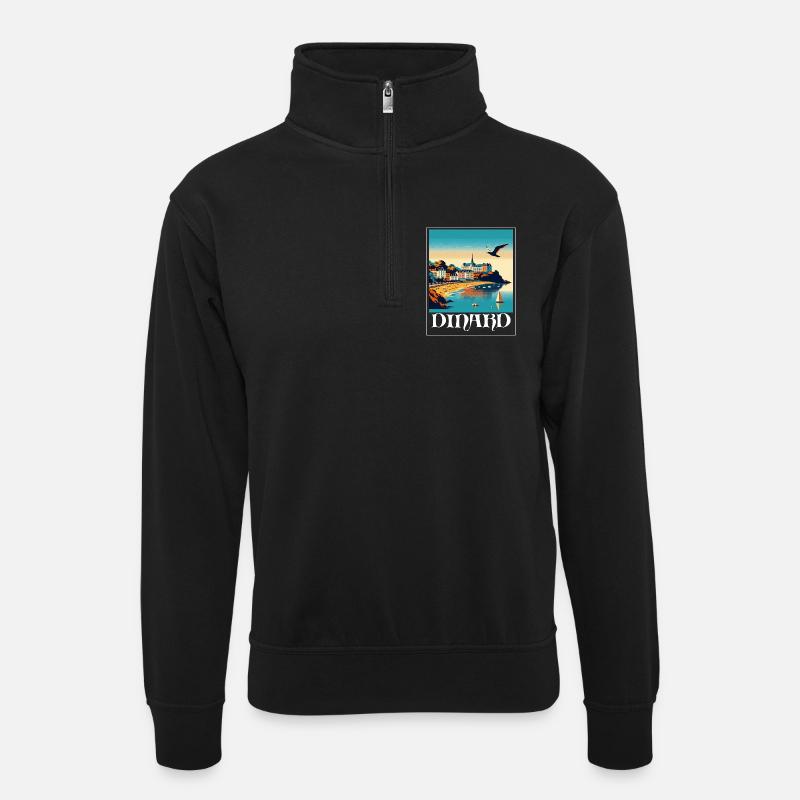 DINARD - Sweat col montant zippé unisexe - noir