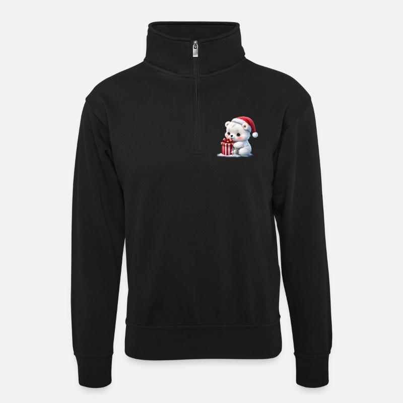 L’ours polaire de Noël - Sweat col montant zippé unisexe - noir