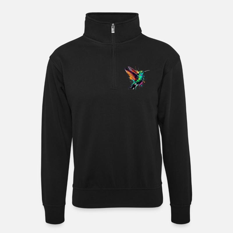 Hummingbird - Unisex sweater with zip collar - black