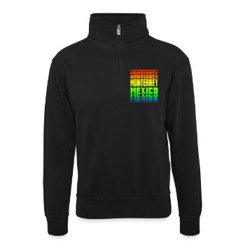 Monterrey Mexiko Regenbogen Design - Unisex Pullover mit Zip-Kragen - Schwarz - Vorne