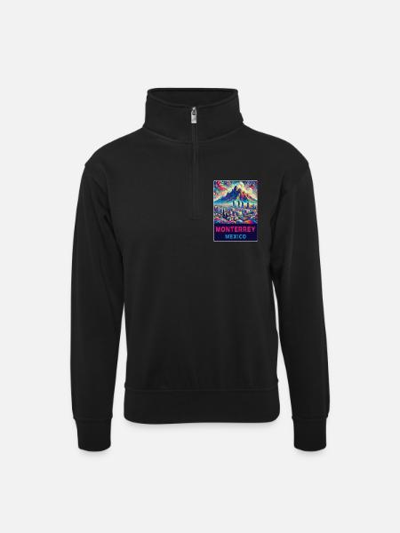 Monterrey Mexico Design - Unisex sweater with zip collar - black
