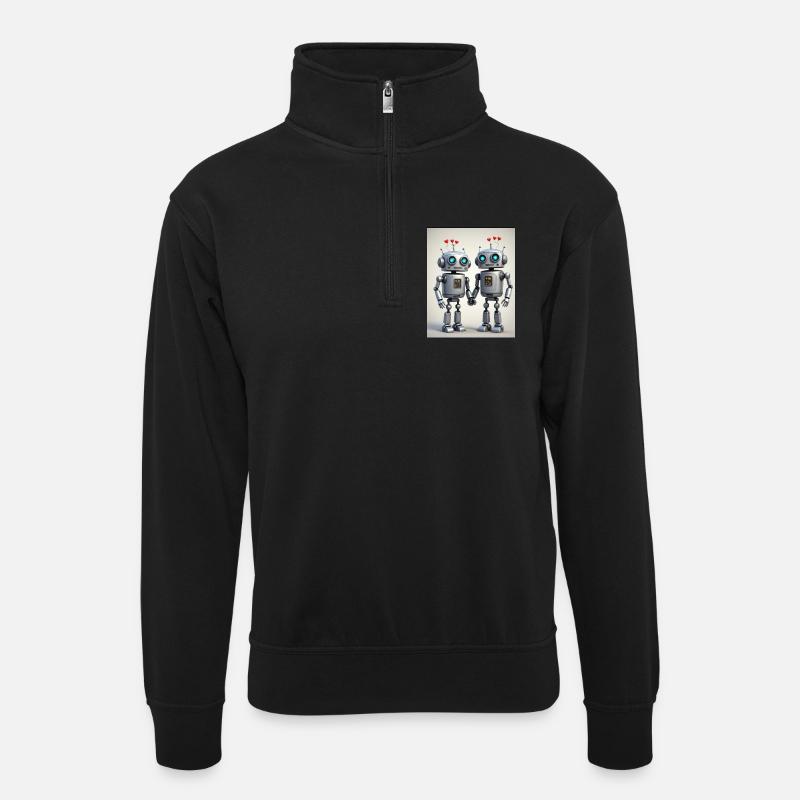 Couple de robots - Sweat col montant zippé unisexe - noir