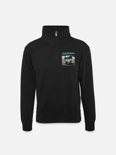 pomme - Sweat col montant zippé unisexe - noir