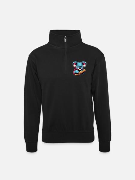 Koala - Unisex sweater with zip collar - black