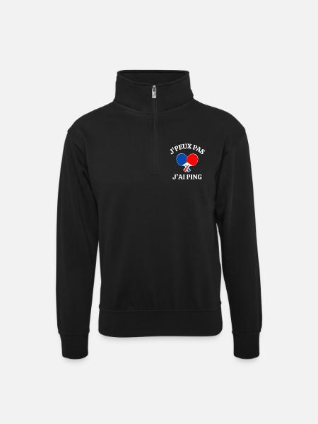 ping-pong, fan de ping-pong, ping - Sweat col montant zippé unisexe - noir