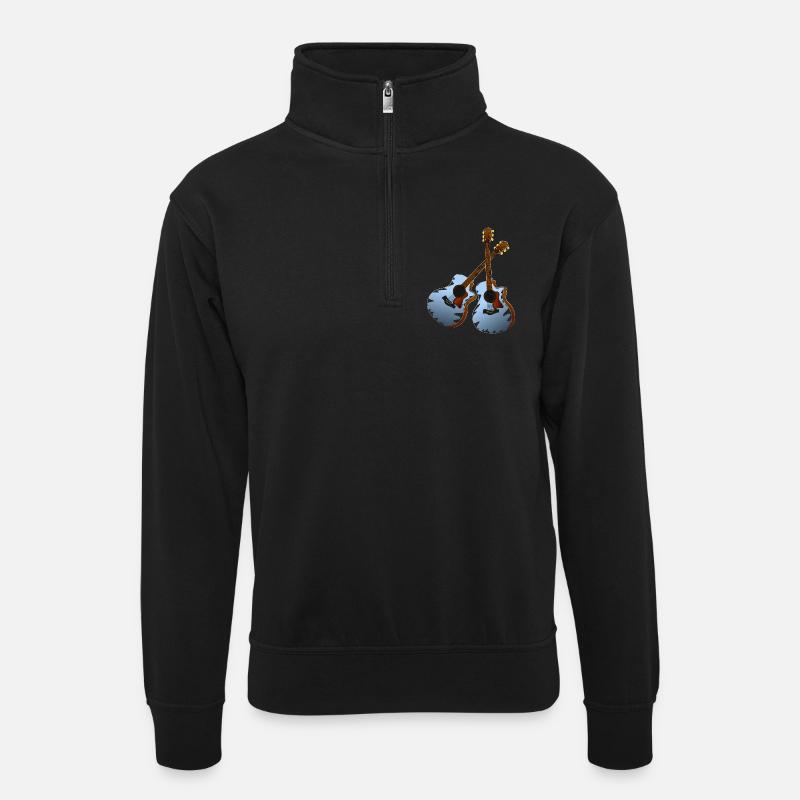 Gitarre musiker - Unisex Pullover mit Zip-Kragen - Schwarz