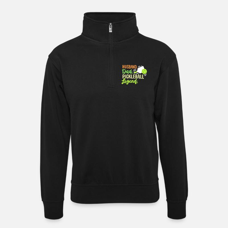 Pickleball-Spieler Vater und Ehemann - Unisex Pullover mit Zip-Kragen - Schwarz