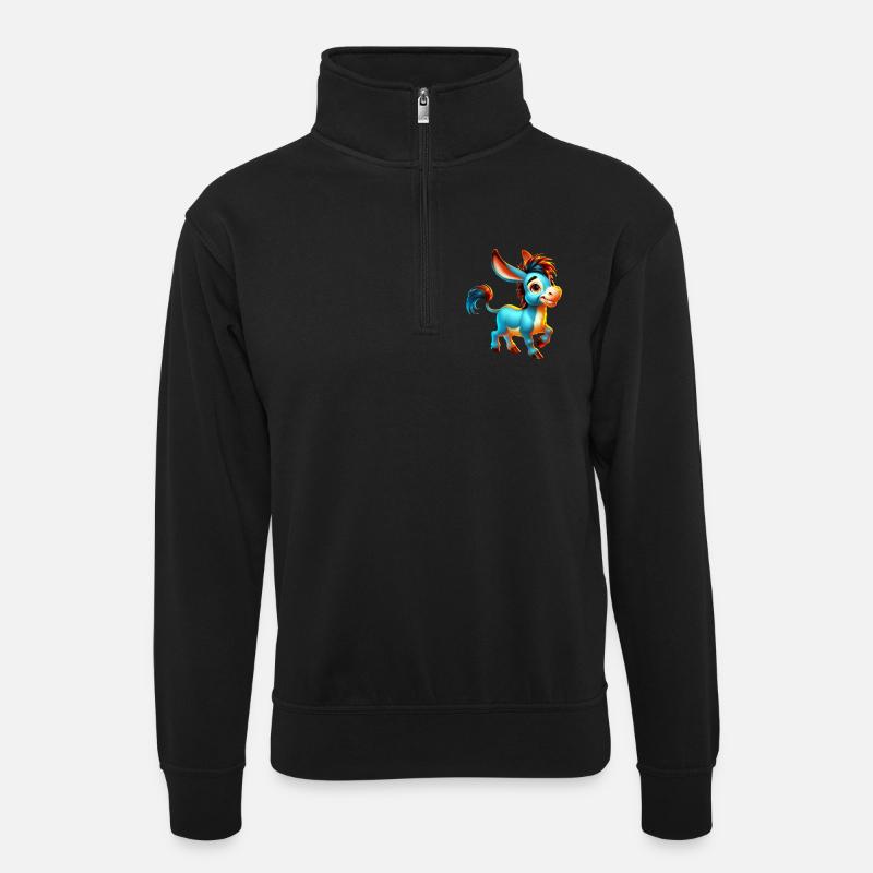 Donkey Mule - Unisex sweater with zip collar - black