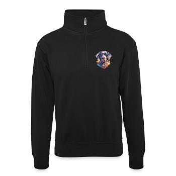 Weimaraner mit Sonnenbrille - Unisex Pullover mit Zip-Kragen - Schwarz - Vorne