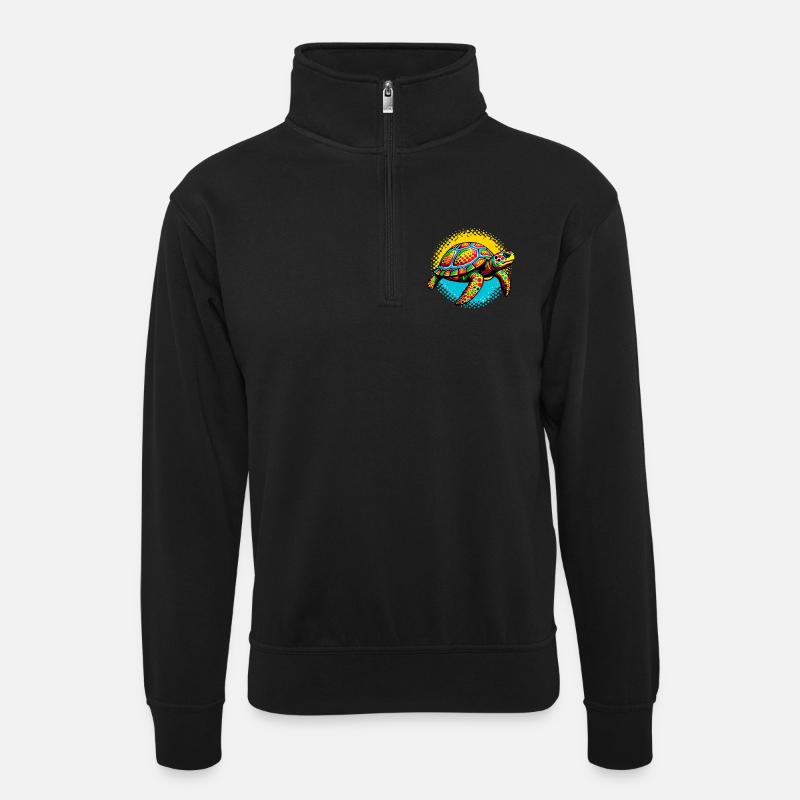 Schildkröte - Unisex Pullover mit Zip-Kragen - Schwarz