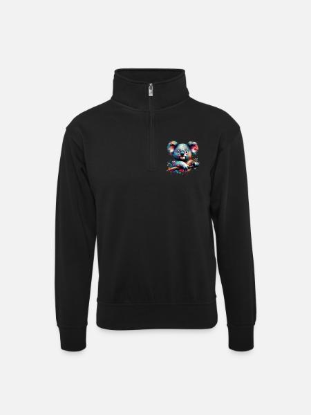 Koala - Unisex sweater with zip collar - black