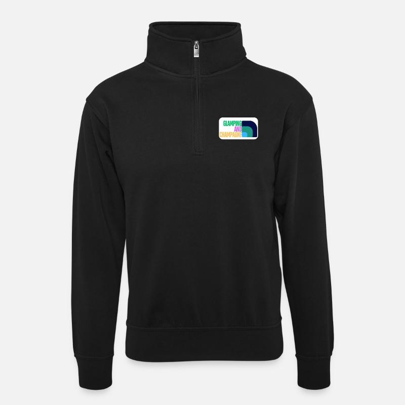 Glamping (Glamping) - Unisex Pullover mit Zip-Kragen - Schwarz