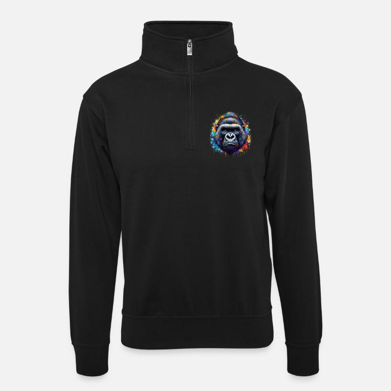 Gorille - Sweat col montant zippé unisexe - noir