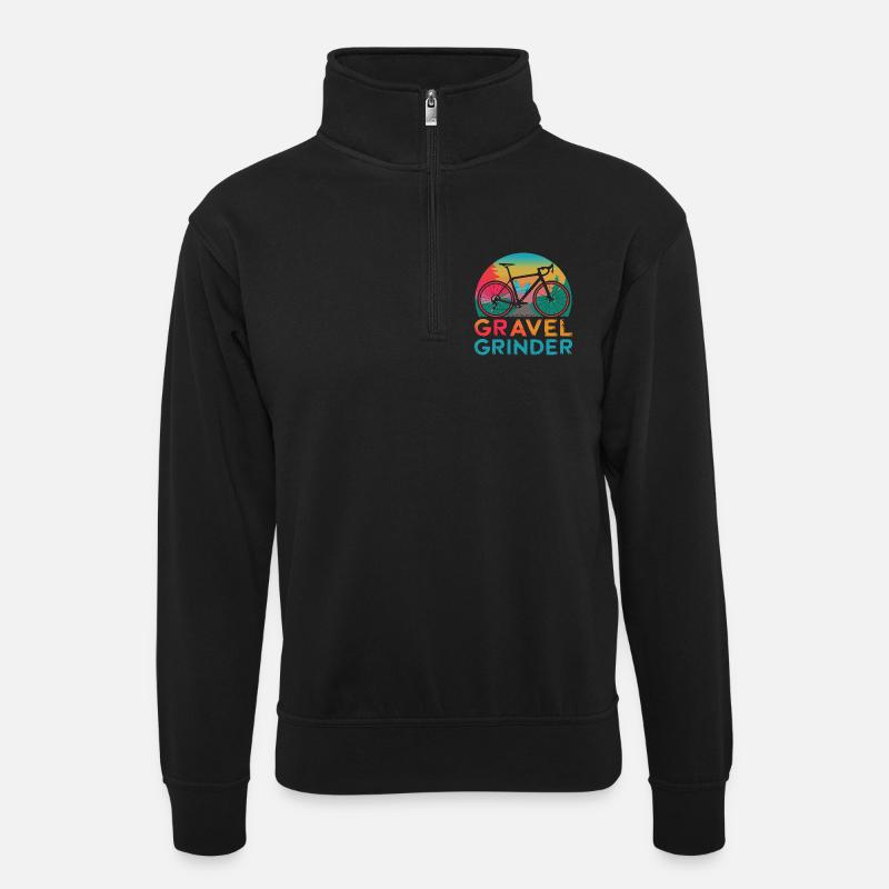 Vélo de gravier avec dénivelés - Sweat col montant zippé unisexe - noir