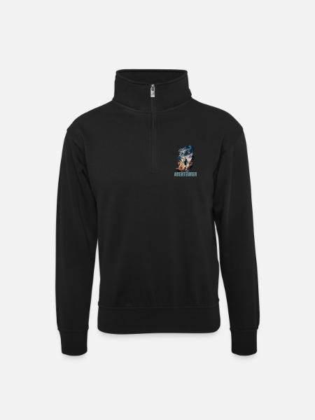 Abenteurer - Unisex Pullover mit Zip-Kragen - Schwarz