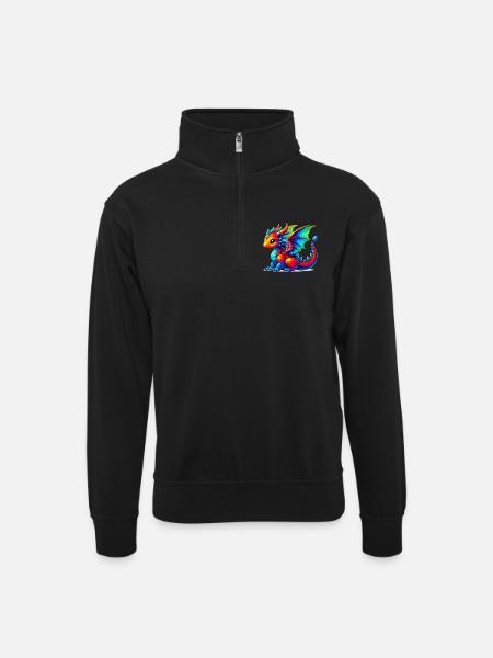 Dragon - Unisex sweater with zip collar - black