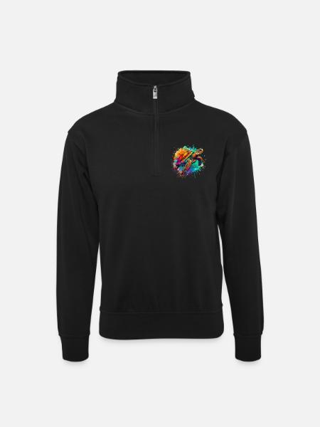 Turtle - Unisex sweater with zip collar - black