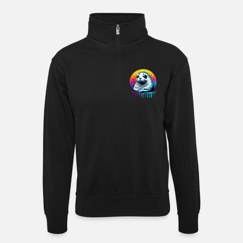 Siegel - Unisex Pullover mit Zip-Kragen - Schwarz
