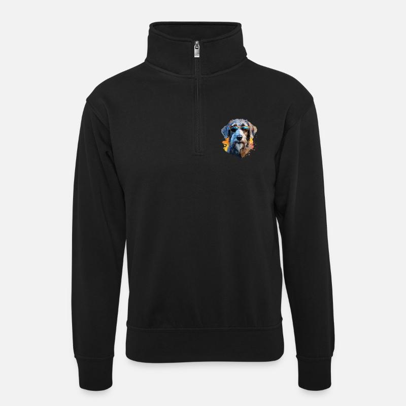 Lévrier avec lunettes de soleil - Sweat col montant zippé unisexe - noir
