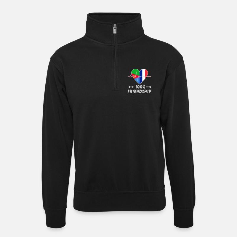 Eritrea und Frankreich 100% Freundschaft - Unisex Pullover mit Zip-Kragen - Schwarz