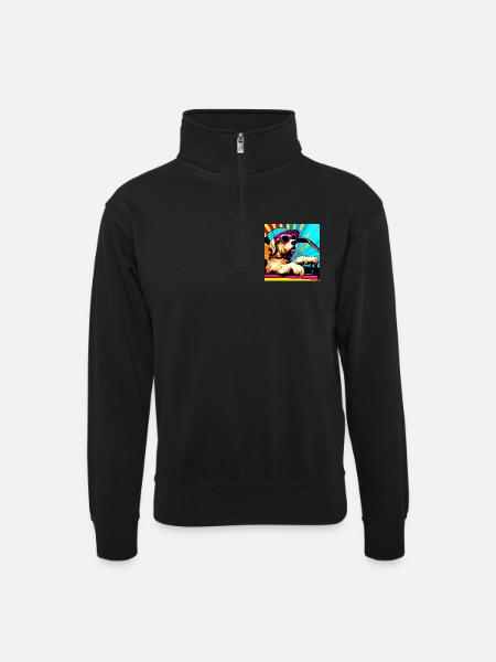 Chien - Sweat col montant zippé unisexe - noir