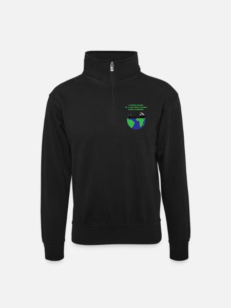 Planète Terre - Sweat col montant zippé unisexe - noir