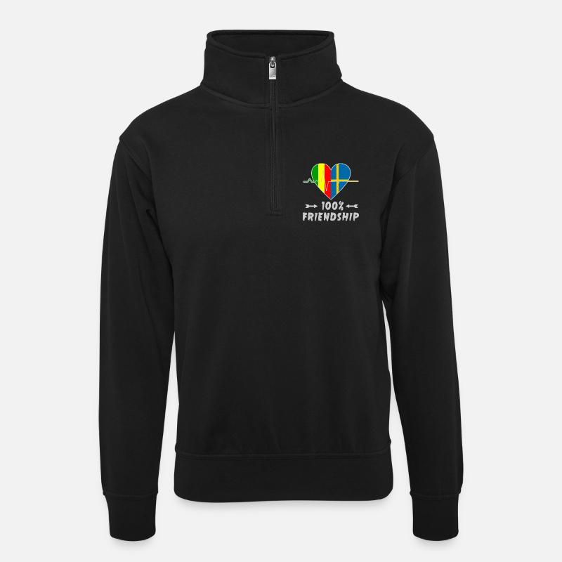 Mali und Schweden 100% Freundschaft - Unisex Pullover mit Zip-Kragen - Schwarz