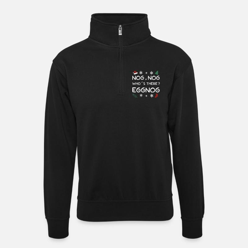 Eggnog Christmas Xmas - Unisex sweater with zip collar - black