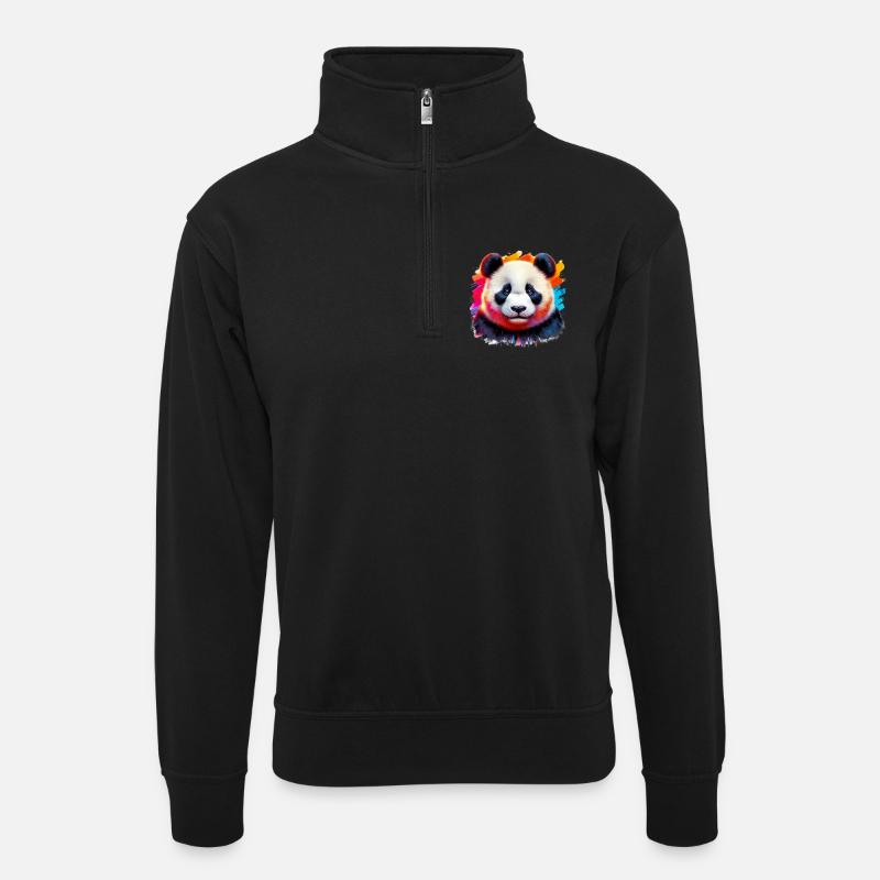Panda - Sweat col montant zippé unisexe - noir