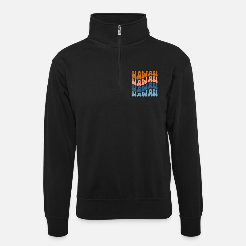 Hawaii - Unisex Pullover mit Zip-Kragen - Schwarz