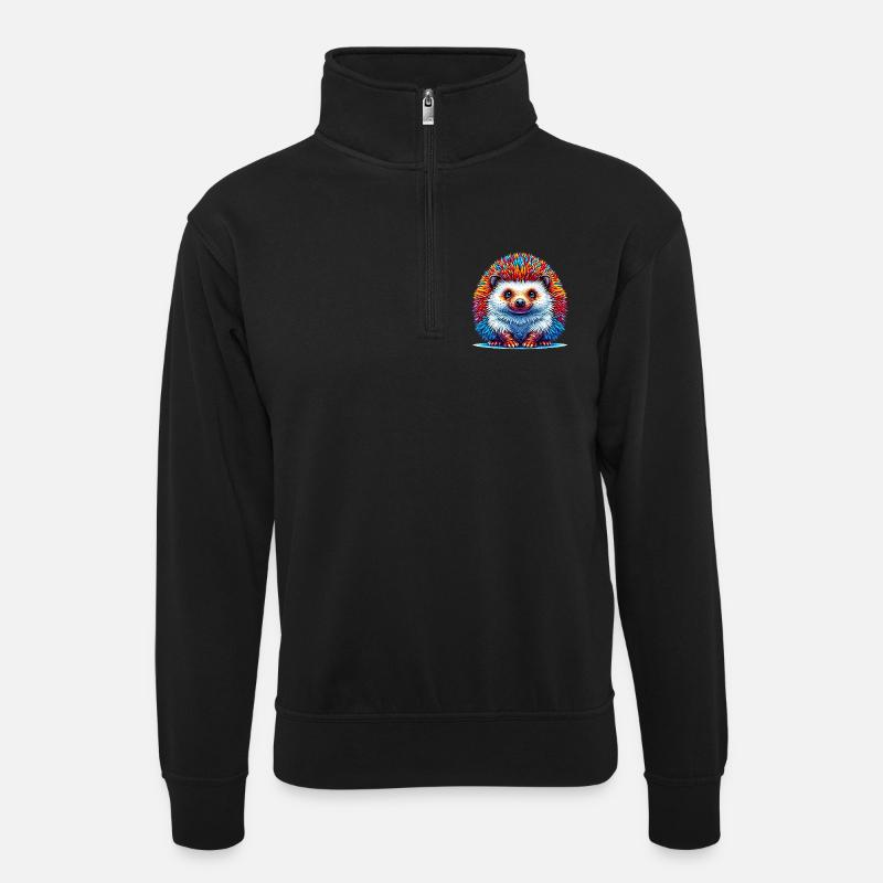 Hedgehog - Unisex sweater with zip collar - black