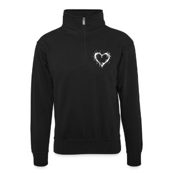 Design minimaliste en forme de cœur blanc - Sweat col montant zippé unisexe - noir - Devant
