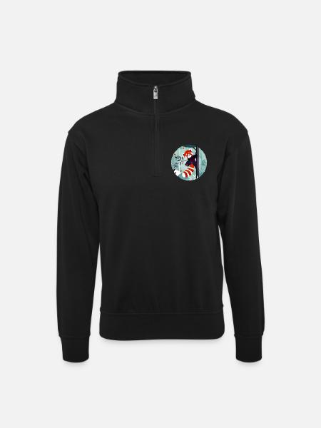 Glad rød panda i junglen - Unisex-sweatshirt med zipkrave - sort