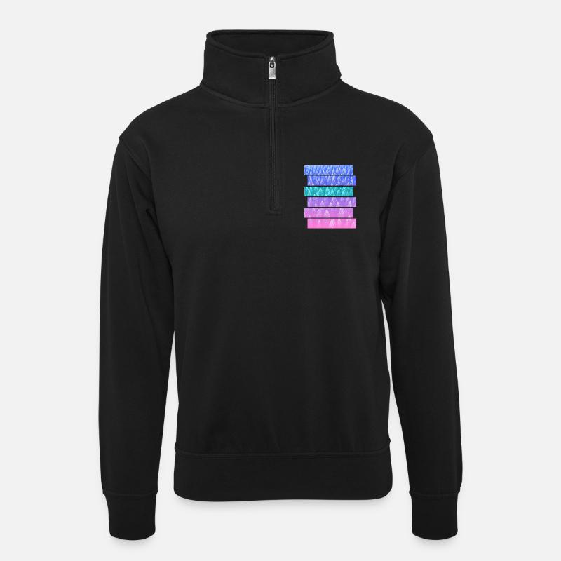 Tanne - Unisex Pullover mit Zip-Kragen - Schwarz