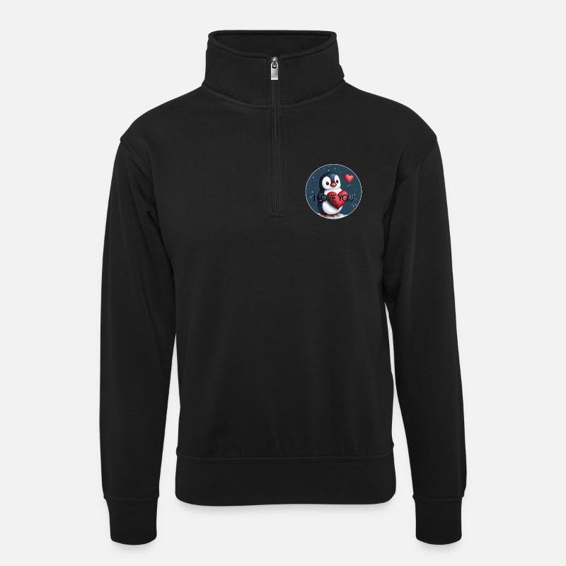 JE T’AIME PINGOUIN - Sweat col montant zippé unisexe - noir