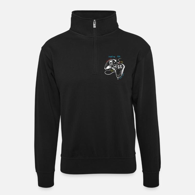 Controller-Kunst im Retro-Gaming-Stil - Unisex Pullover mit Zip-Kragen - Schwarz