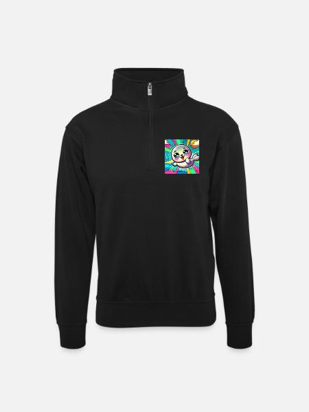 Bunte robbe - Unisex Pullover mit Zip-Kragen - Schwarz