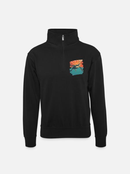 Sea Turtle Retro - Unisex sweater with zip collar - black