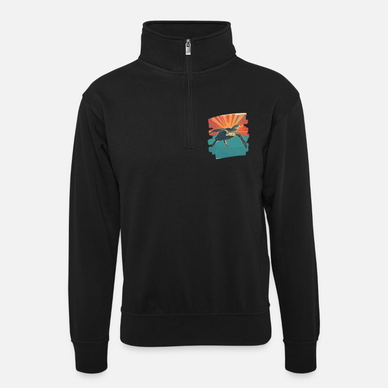 Tortue de mer rétro - Sweat col montant zippé unisexe - noir
