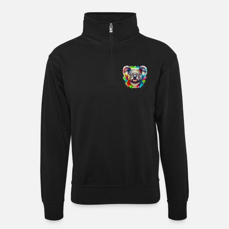 Koala - Unisex sweater with zip collar - black