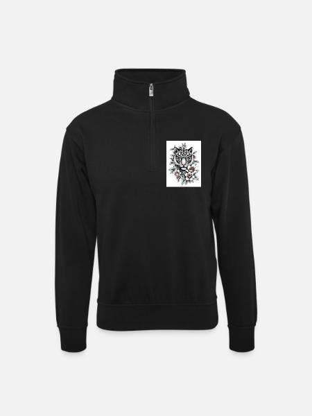 The Tiger never sleeps - Unisex sweater with zip collar - black