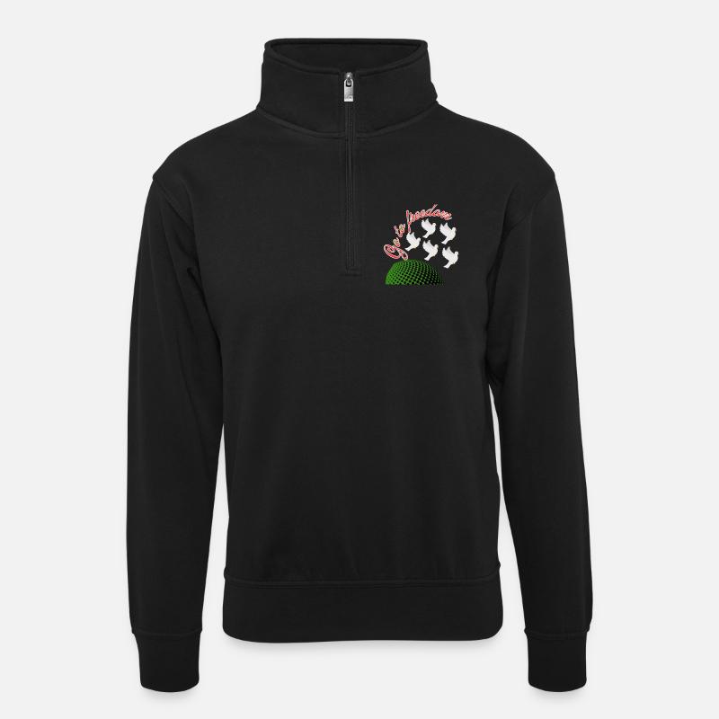 freedom - Unisex sweater with zip collar - black