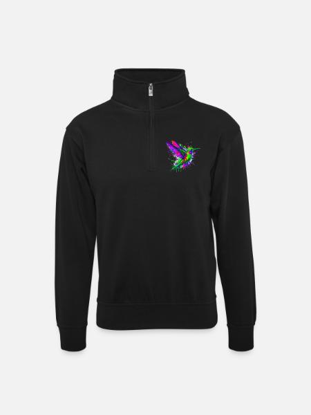 Hummingbird - Unisex sweater with zip collar - black