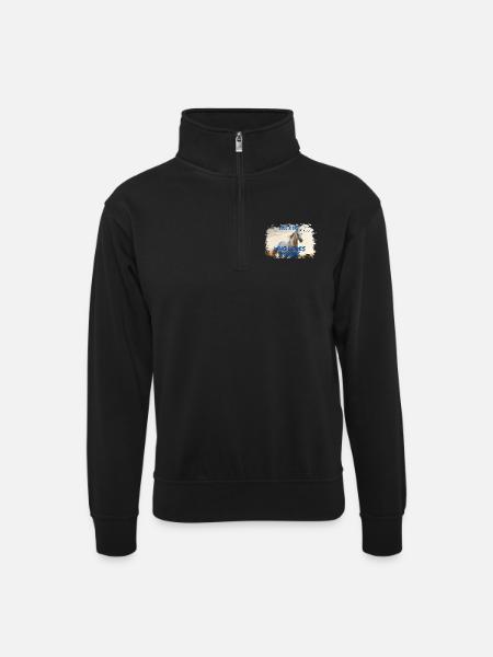 Love for horses - Unisex sweater with zip collar - black
