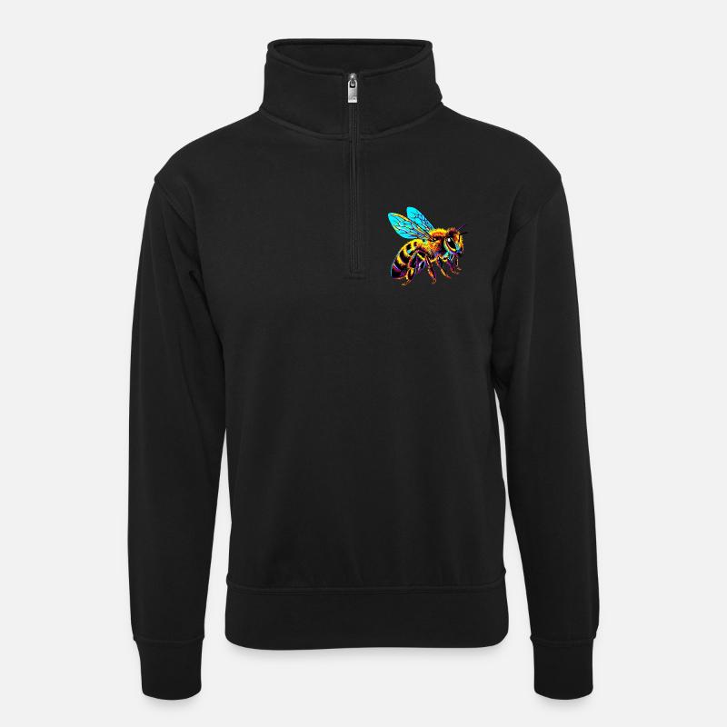 Biene - Unisex Pullover mit Zip-Kragen - Schwarz