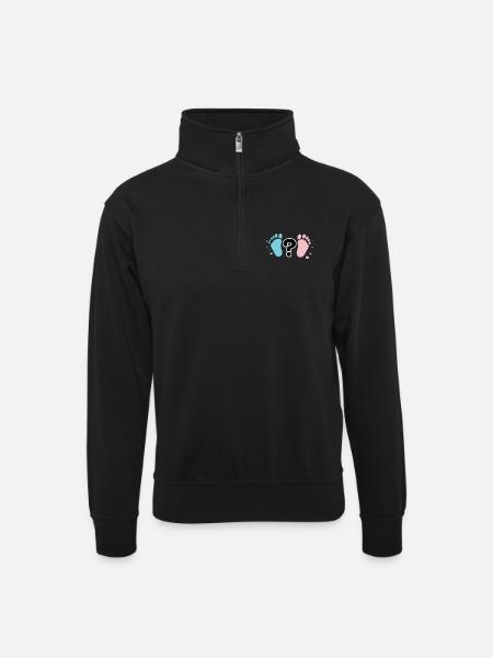 Empreintes Bébé Pastel et Question - Sweat col montant zippé unisexe - noir