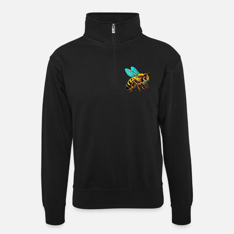 Bee - Unisex sweater with zip collar - black