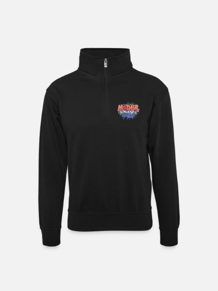 Graffiti Mother Day - Unisex sweater with zip collar - black